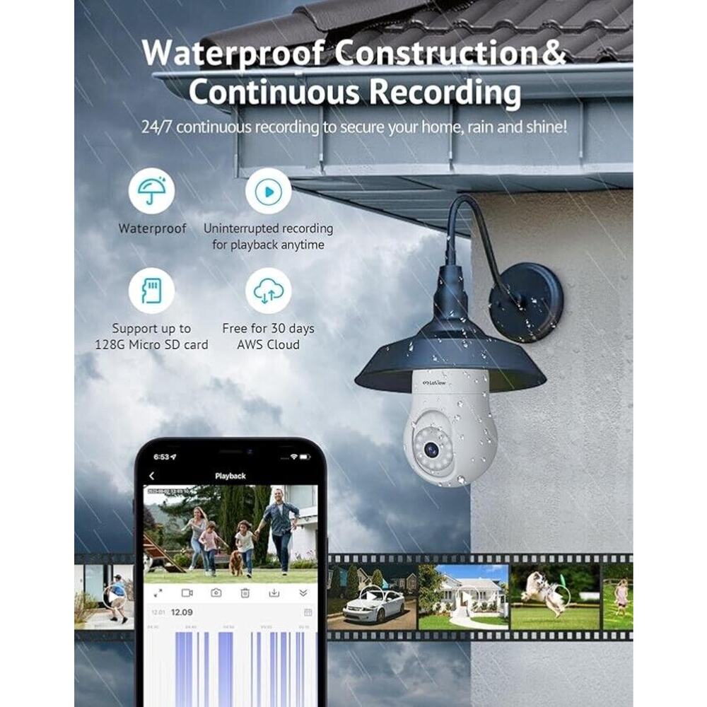 LAVIEW 4MP Light Bulb Security Camera 2-Pack WHITE - Picture 4 of 10